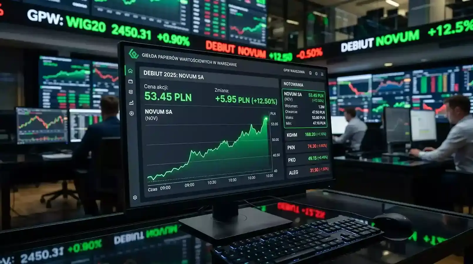 Tablica notowań na New York Stock Exchange z tickerem Klarna w dniu debiutu